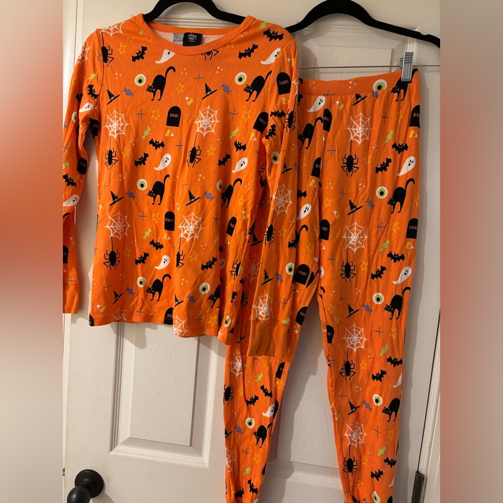 Spooky Halloween Women's Pajama Set - Orange Small